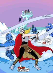 Editor Amy's original art of Thor, based on "What if Jane Foster Found the Hammer of Thor?"